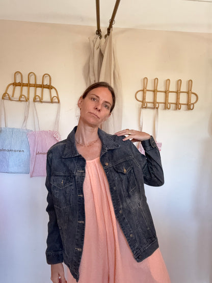 Veste upcyclée broderie main Oversize