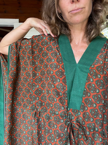 Robe caftan Azna Green and orange