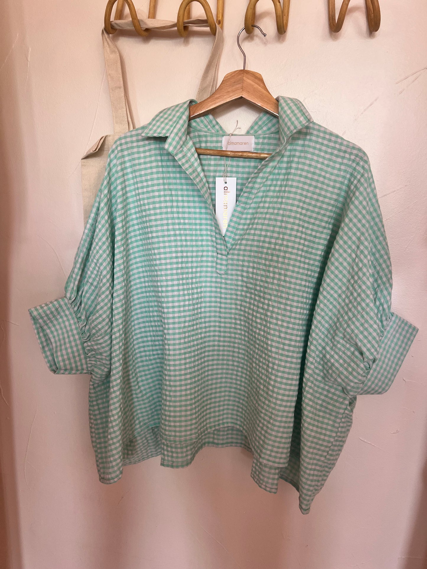 Top Cerise Vichy vert d’eau 💚