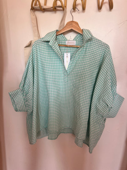 Top Cerise Vichy vert d’eau 💚