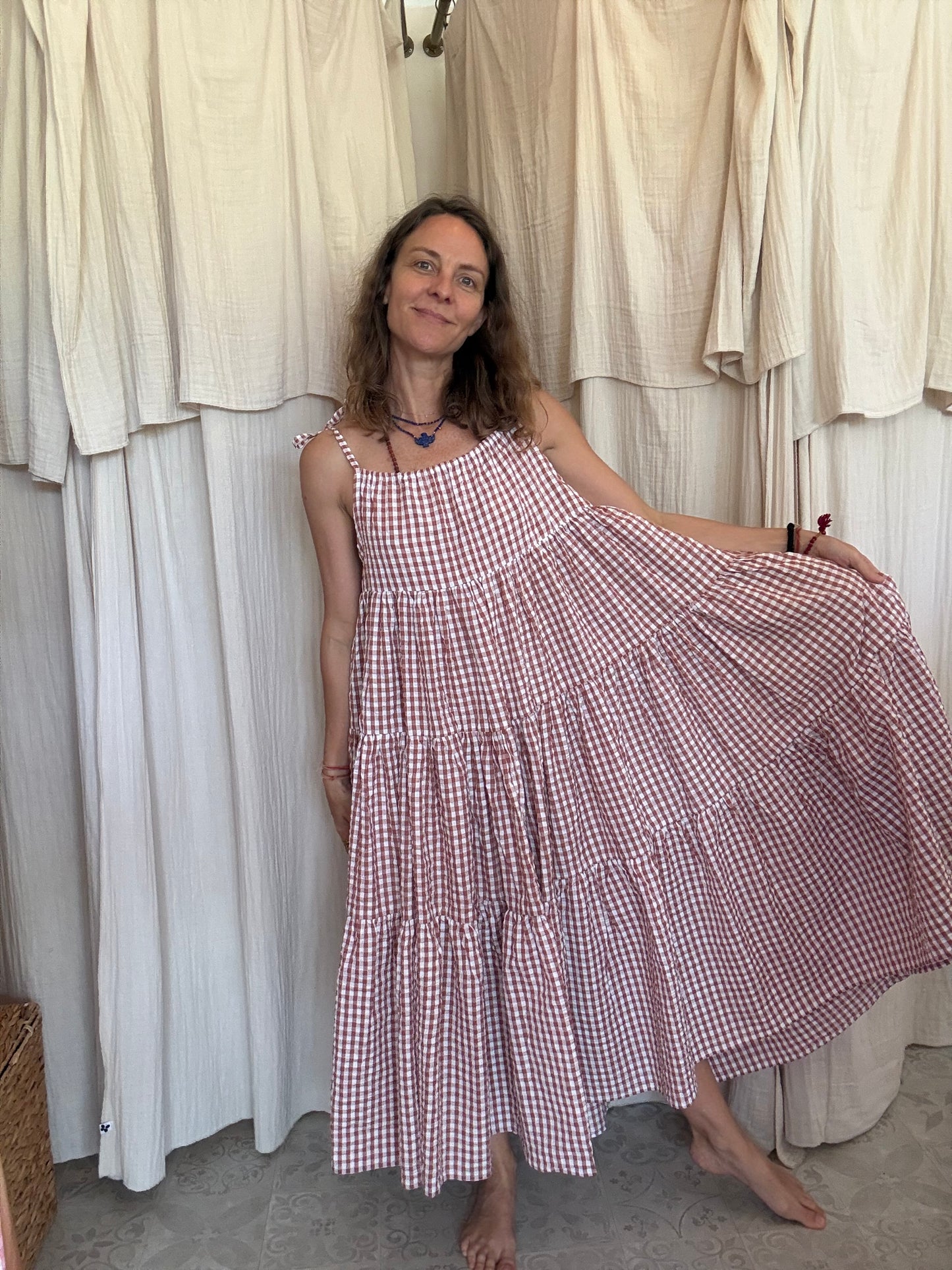 Robe Denise longue seersucker 🤎🤍