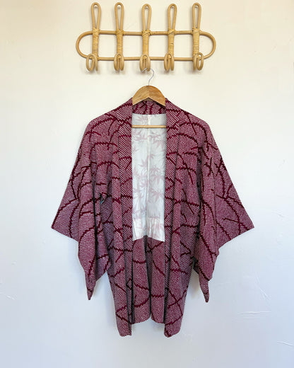 Kimono soie japonais lie de vin