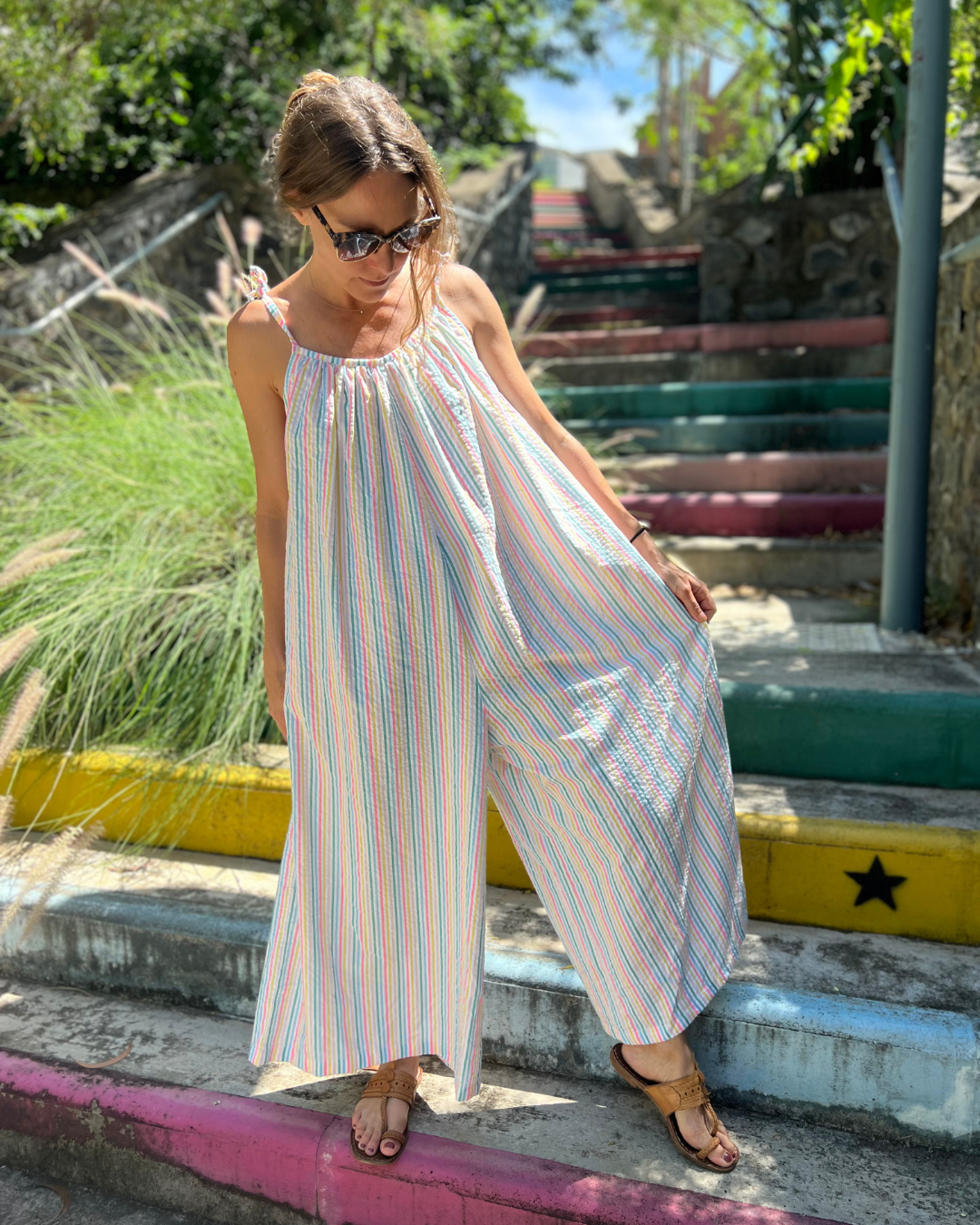 Combinaison Christophine Seersucker multicolore ❤️🩷🧡💛💚💙🤍