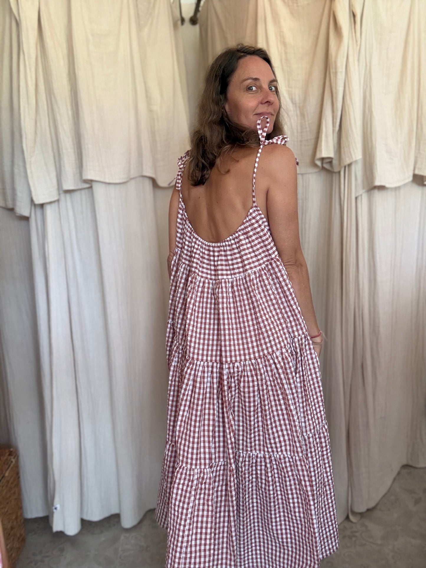 Robe Denise longue seersucker 🤎🤍