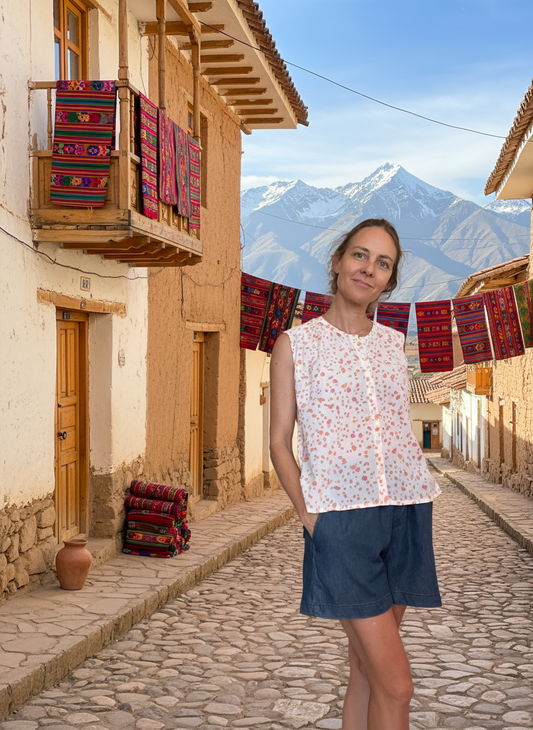 Chemisier Josette seersucker block print pois