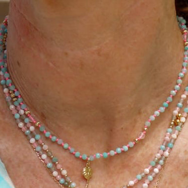 Collier gri gri amazonite et quartz rose 🩷🩵