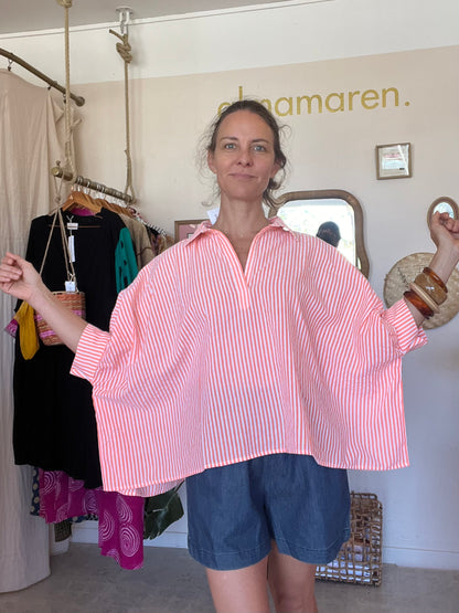 Top Cerise rayures seersucker  🧡🧡🧡