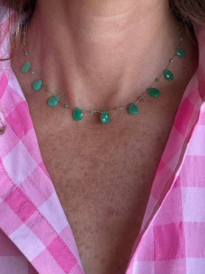 Collier Gouttes chrysoprase faceté