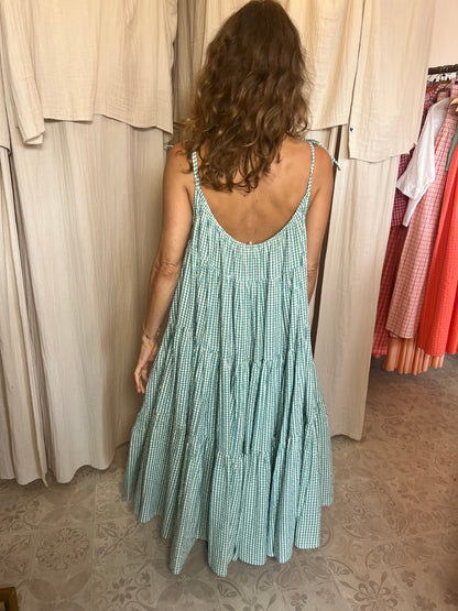 Robe Denise longue seersucker petit Vichy 🩵