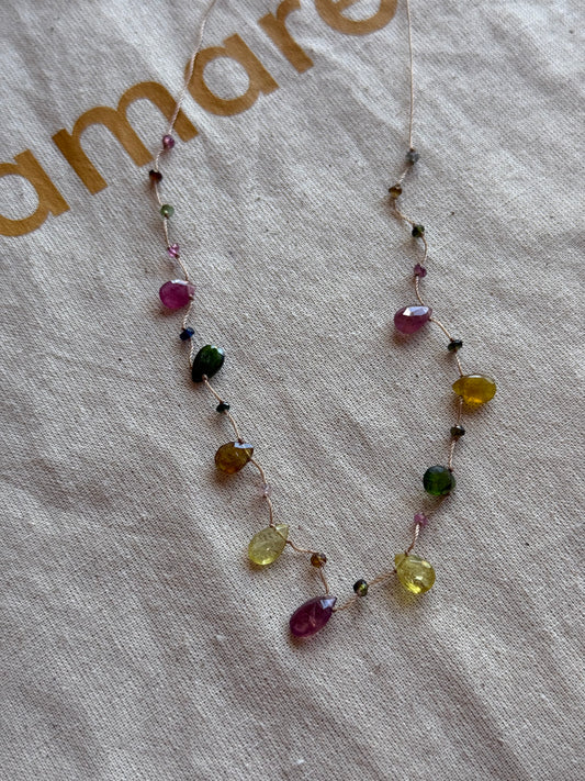 Collier gouttes tourmaline