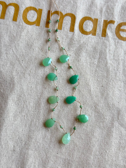 Collier Gouttes chrysoprase faceté