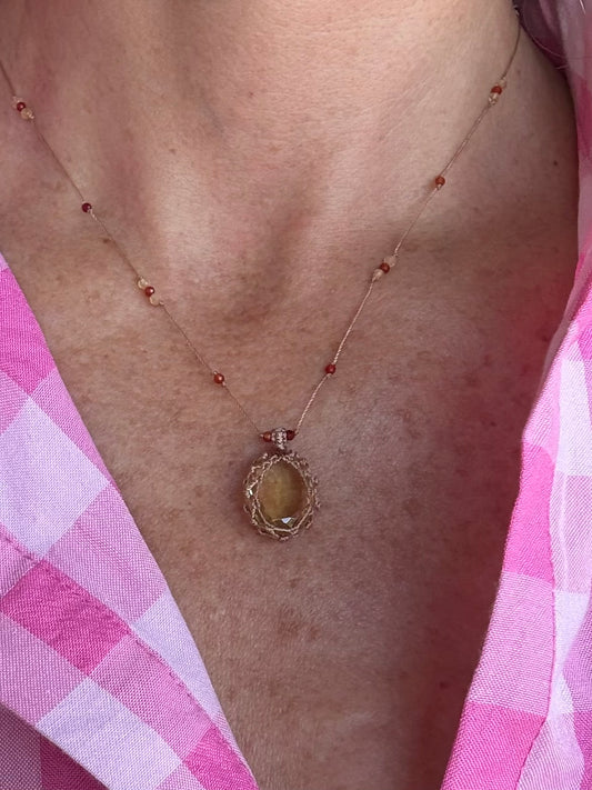 Collier citrine tissée