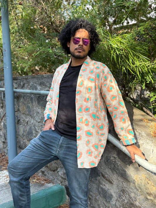 🩵🧡🐆Veste Cléo Léo longue