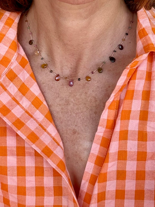 Collier gouttes tourmaline