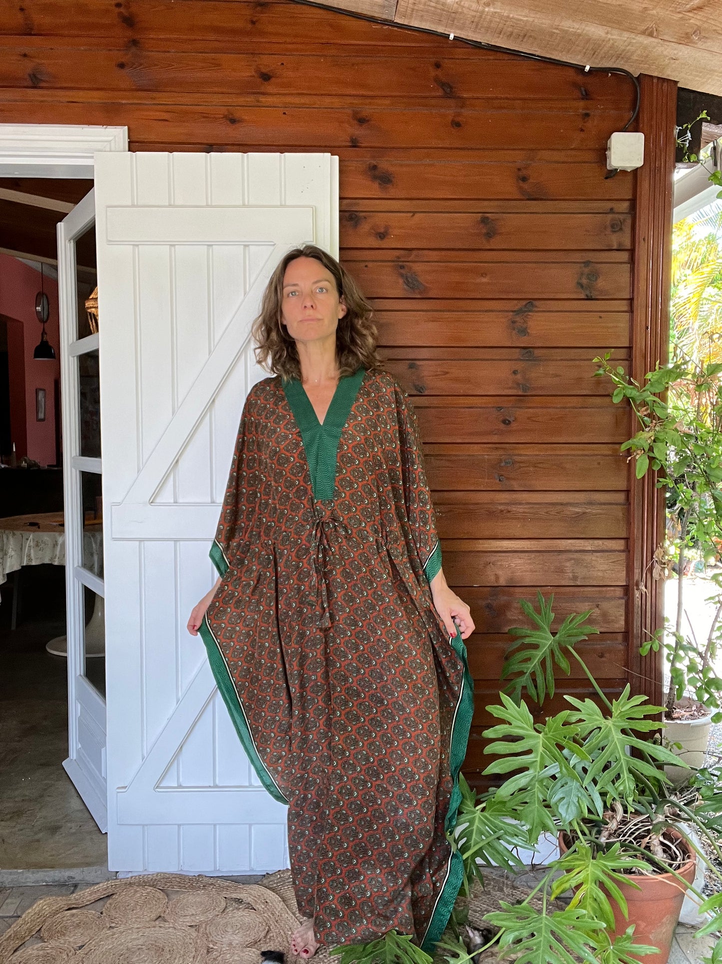 Robe caftan Azna Green and orange