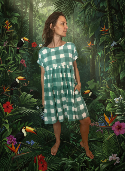 Robe Maïda block print gros carreaux