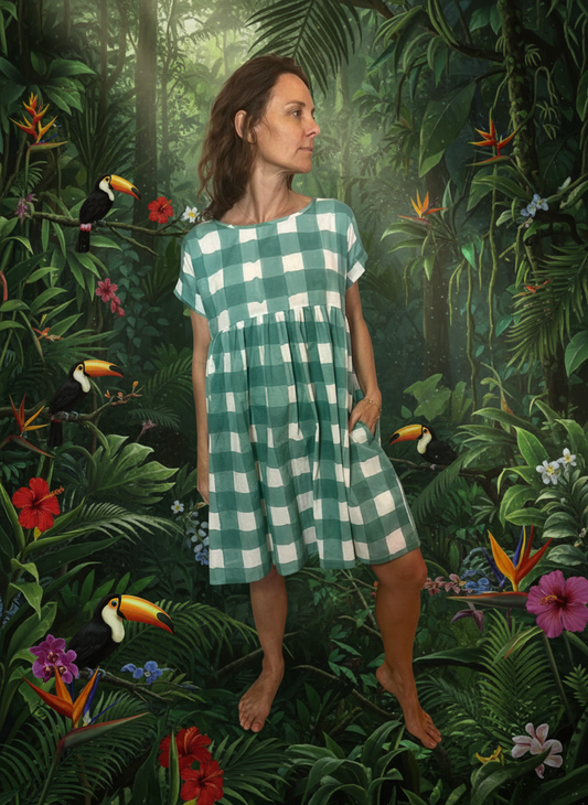 Robe Maïda block print gros carreaux