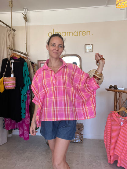 Top Cerise madras 🩷💛🤍