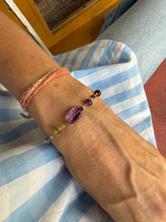 Bracelet multi-pierres base améthyste