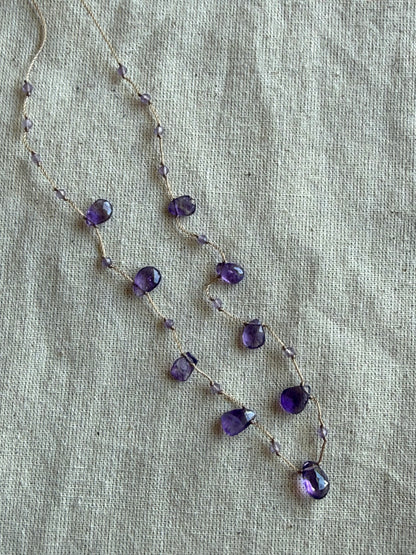 Collier gouttes améthyste
