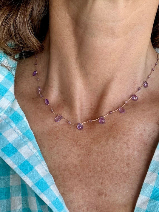 Collier gouttes améthyste