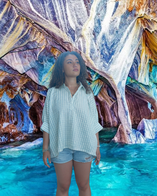 Top Cerise Vichy vert d’eau 💚