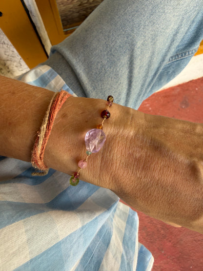 Bracelet multi-pierres base améthyste taillée