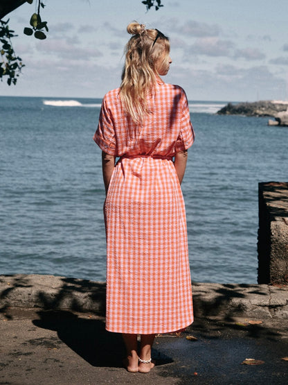 Robe Jacqueline longue Lila/corail