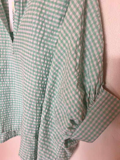 Top Cerise Vichy vert d’eau 💚