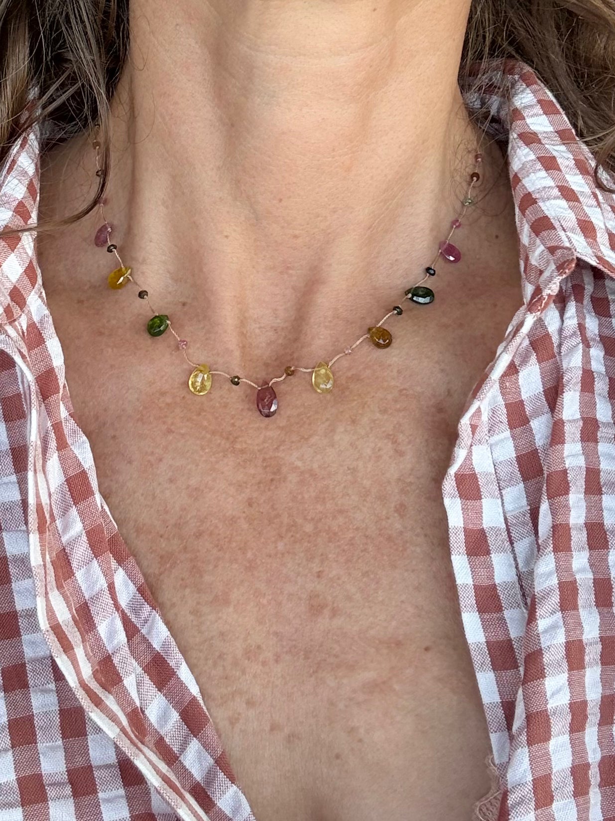 Collier gouttes tourmaline