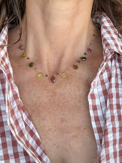 Collier gouttes tourmaline