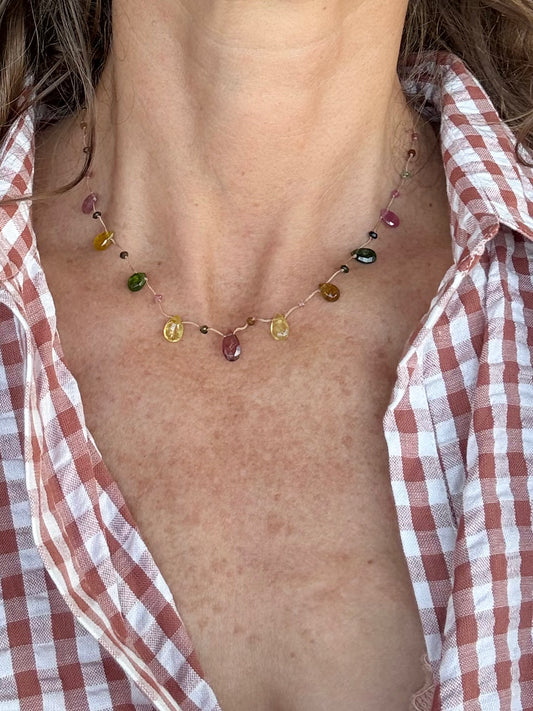 Collier gouttes tourmaline