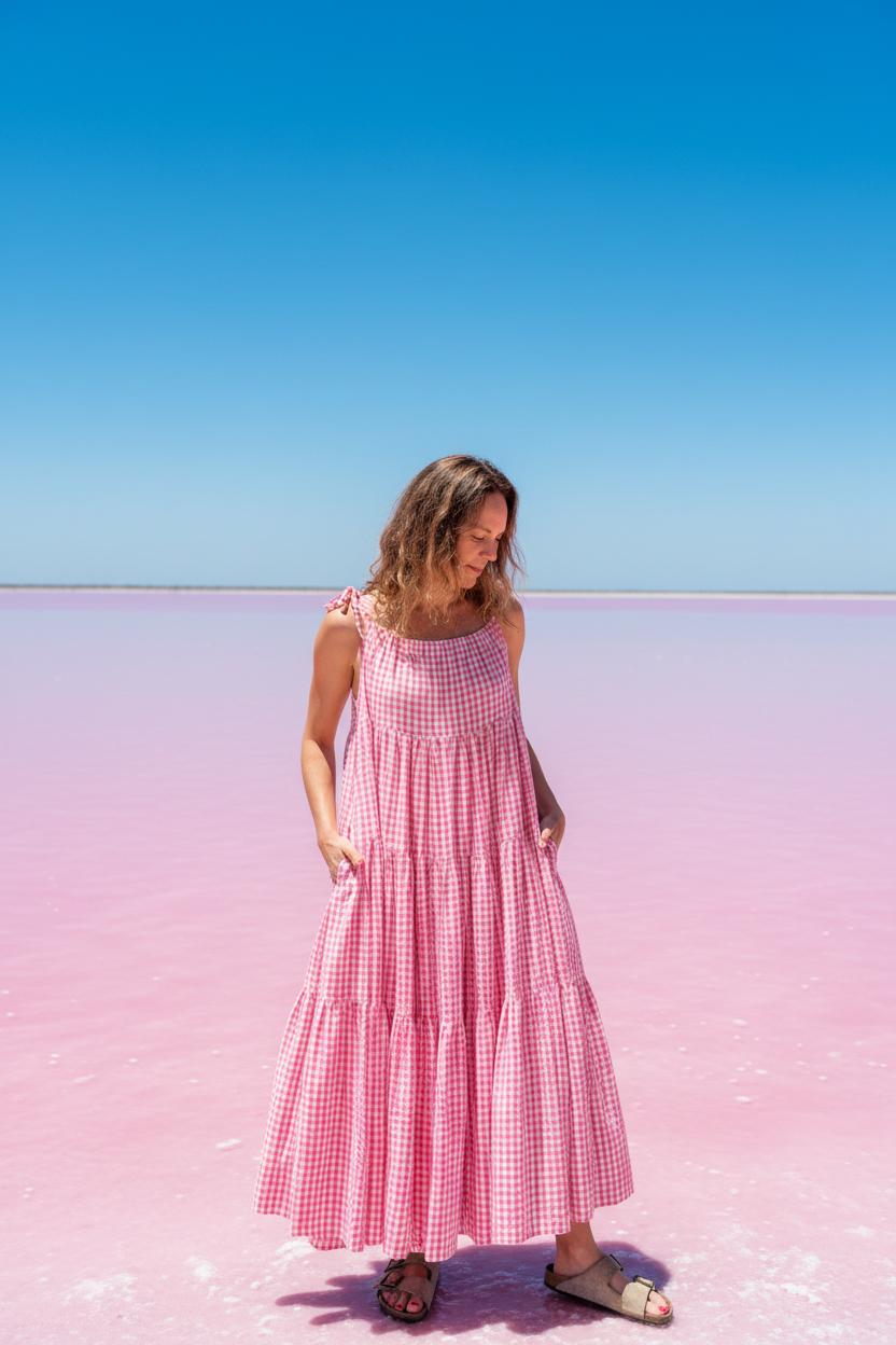 Robe Denise longue seersucker 🩷🤍