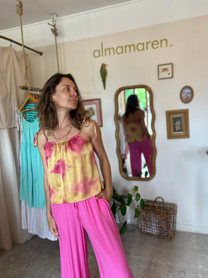 Top bohème soie 🩷💛