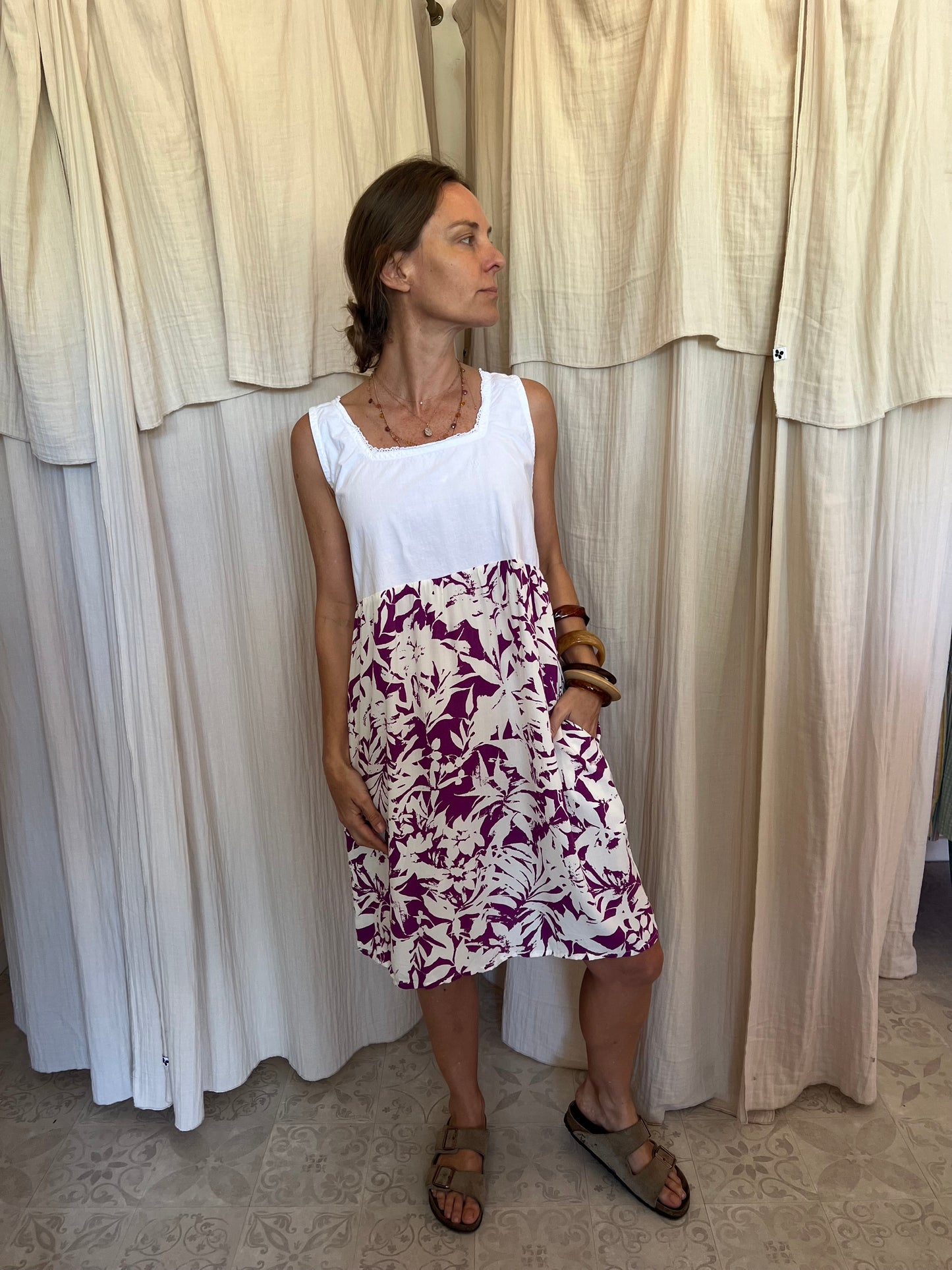 Robe Henriette col carré M-L🤍🫐 💜