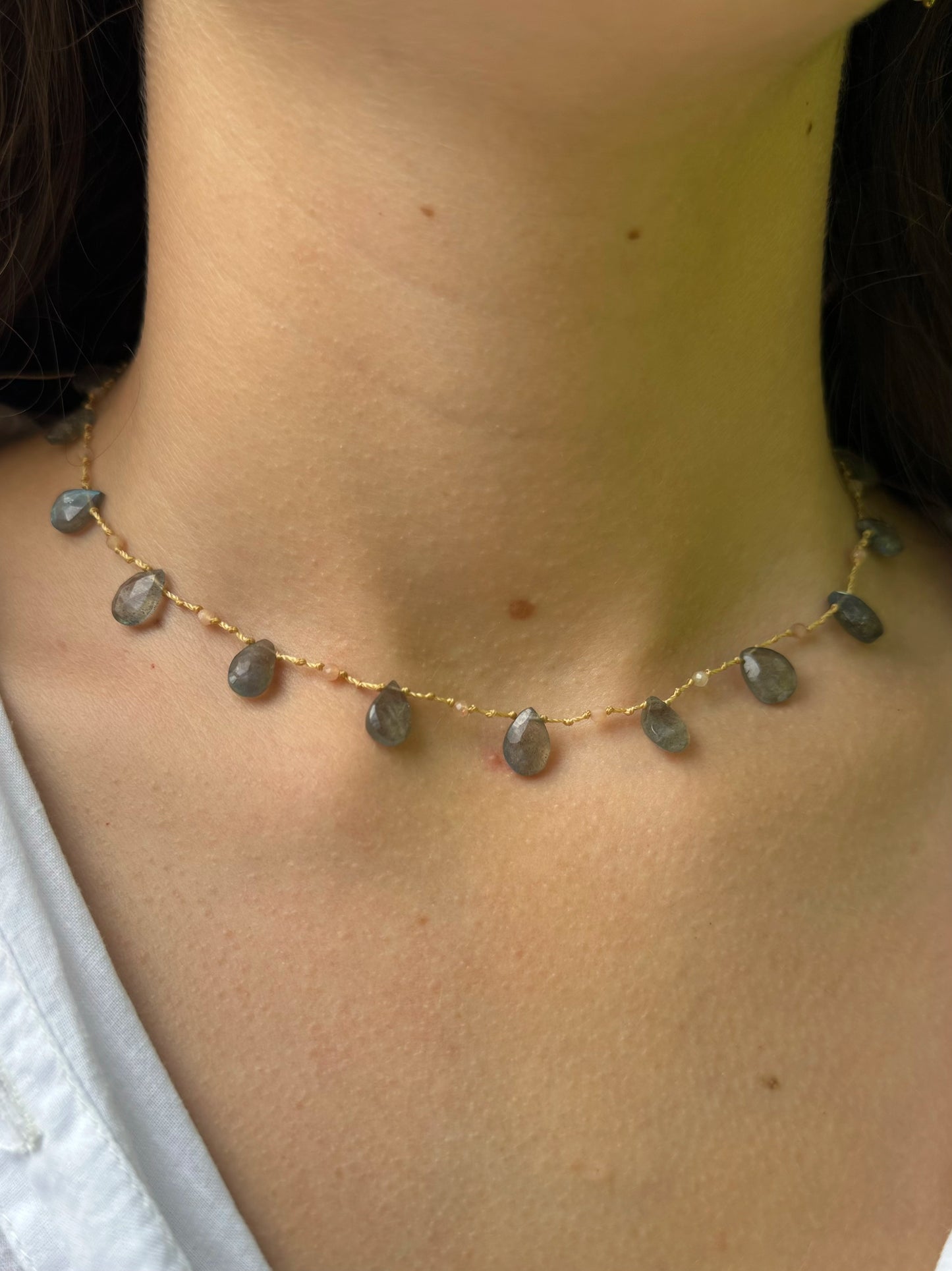 Collier gouttes labradorite