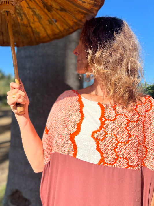 Robe Osaka courte terracotta & orange