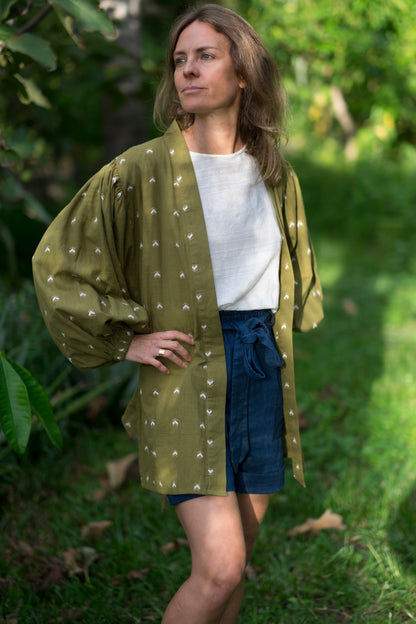 Kimono Jaipur Handloom Green | almamaren.